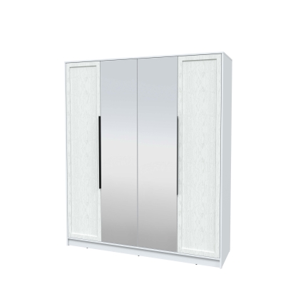 Шкаф распашной Тренд КТ-Ш4 (з) (Белый платинум ЛДСП/ Дуб полярный ЛМДФ) Ш1800 В2128 Г547